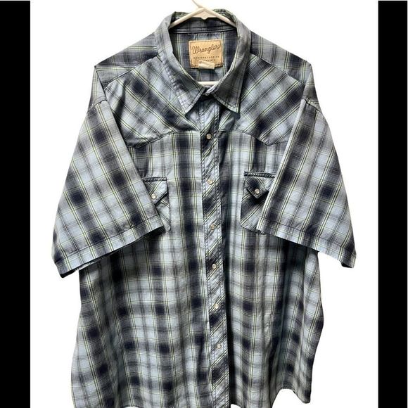 Vintage western wear, vintage wrangler, short sleeve pearl snaps button up, XXL - Picture 1 of 3